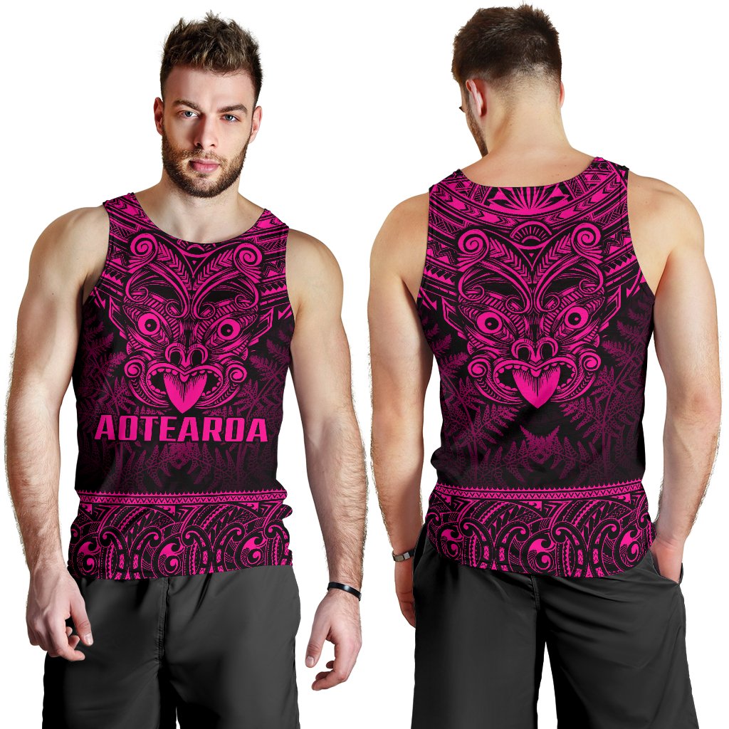 New Zealand Rugby Men's Tank Top Maori Haka - Silver Fern (Pink) - Vibe Hoodie Shop