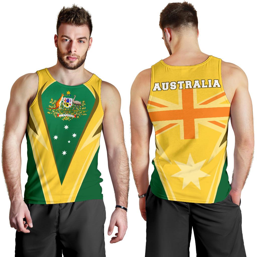 Men Tank Top - Australian Coat Of Arms Mens Tank Flag National Colors - Vibe Hoodie Shop