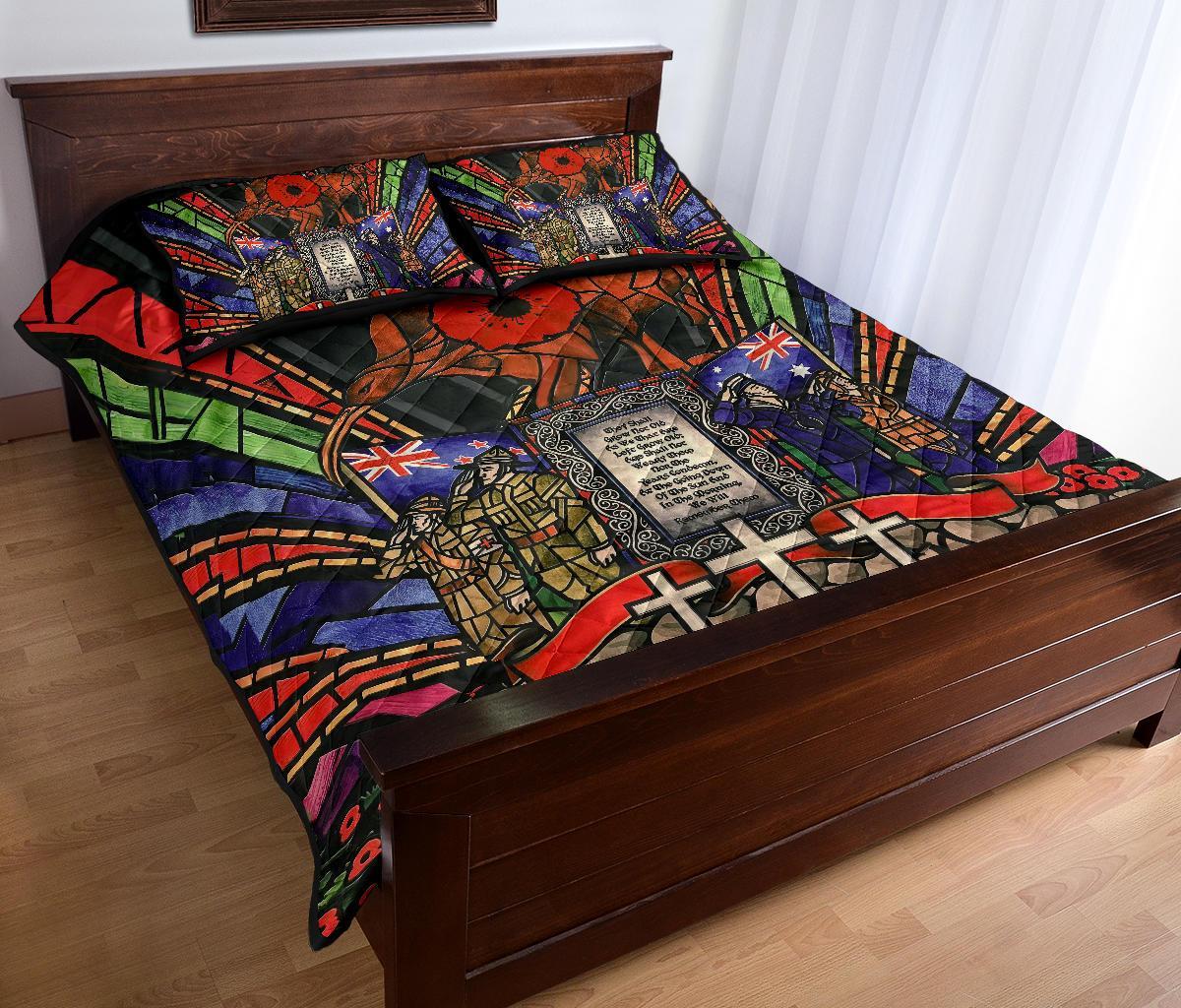 New Zealand Quilt Bed Set, ANZAC Day Lest We Forget Australia - Vibe Hoodie Shop