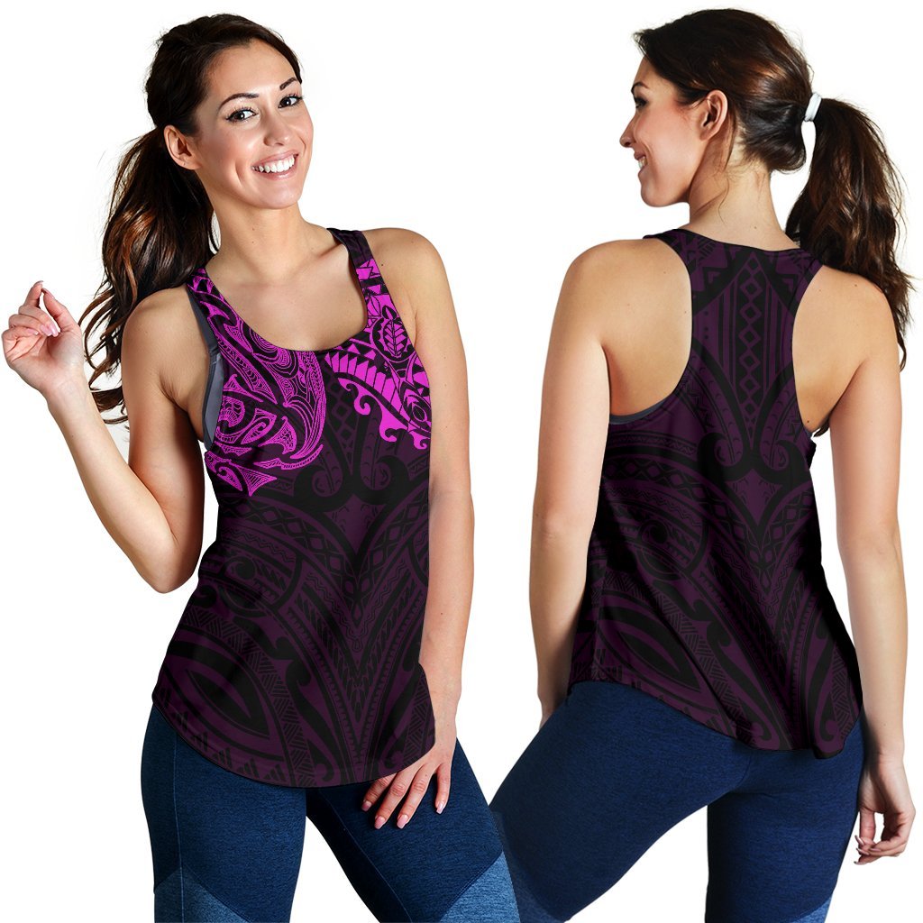 New Zealand Women's Racerback Tank, Maori Polynesian Tattoo Purple - Vibe Hoodie Shop