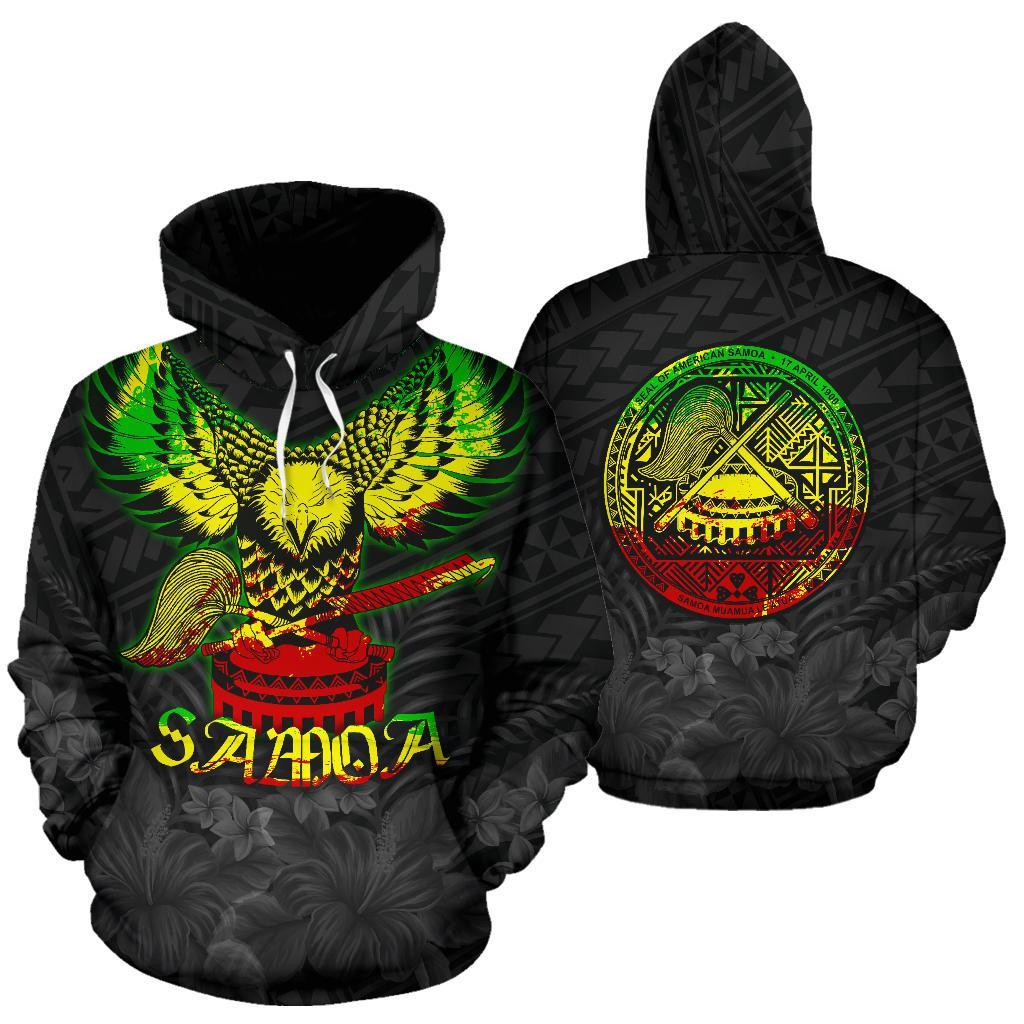 American Samoa Eagle With Seal Hoodie Rasta - Vibe Hoodie Shop