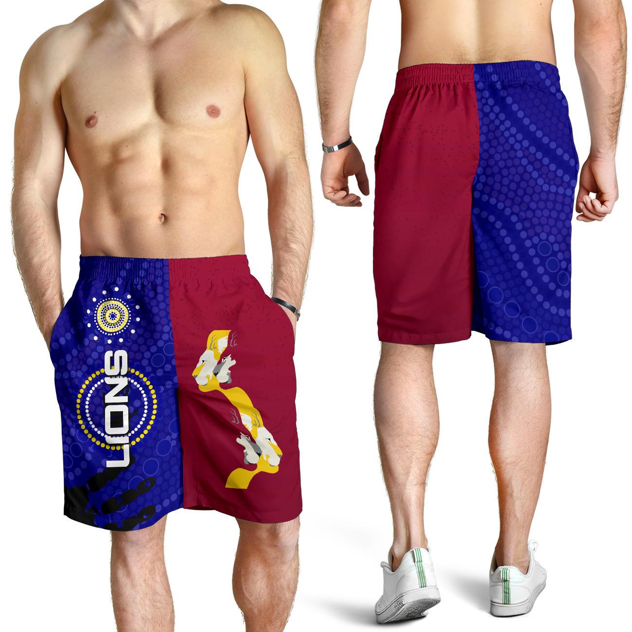 NAIDOC Brisbane Lions Men Shorts Indigenous Style - Vibe Hoodie Shop