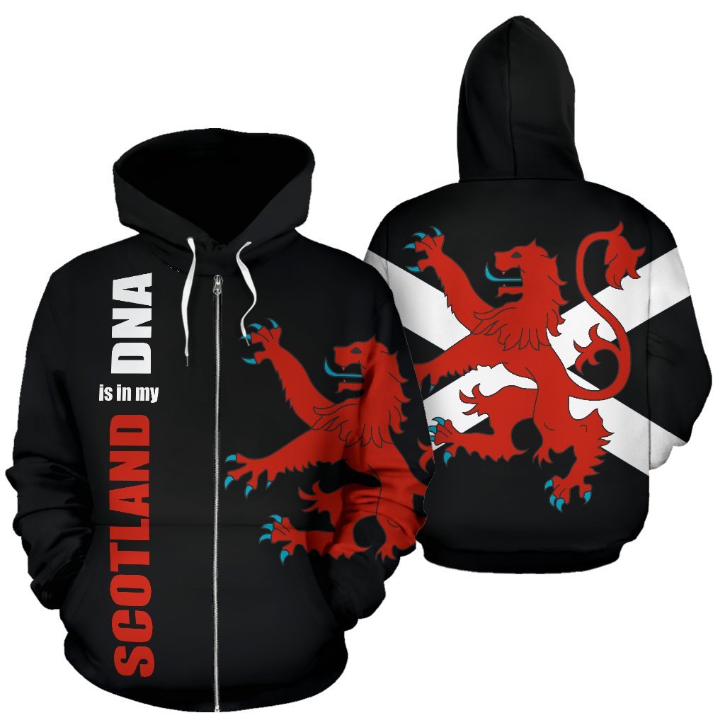 Rugby Lion Rampant Of Scotland Zip Up Hoodie Black - Vibe Hoodie Shop