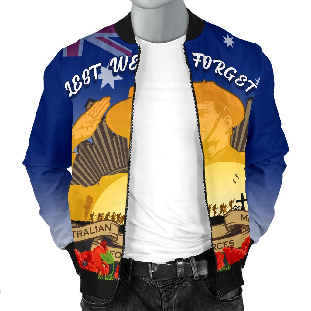 Men's Bomber Jacket - Australia ANZAC Day 2020 And Soldiers - Vibe Hoodie Shop