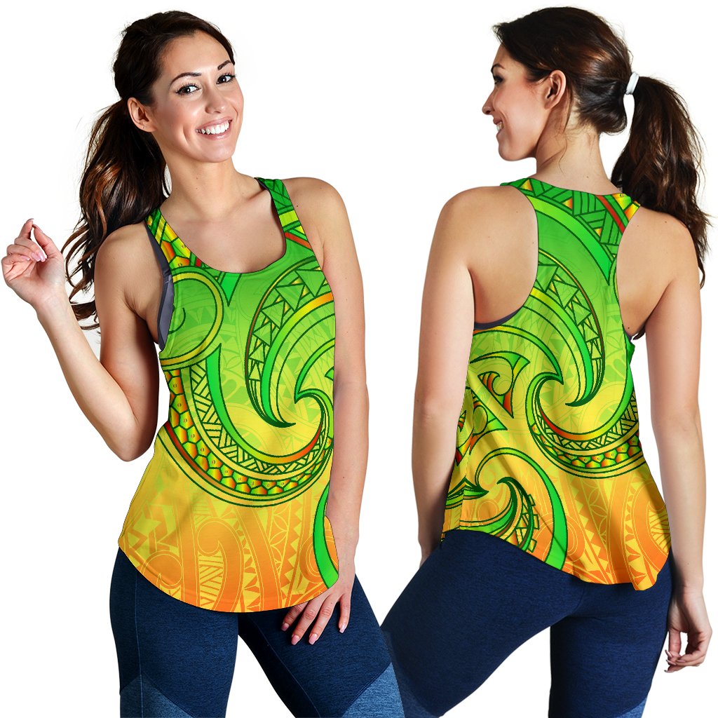 New Zealand Maori Mangopare Women Racerback Tank Polynesian - Rasta - Vibe Hoodie Shop