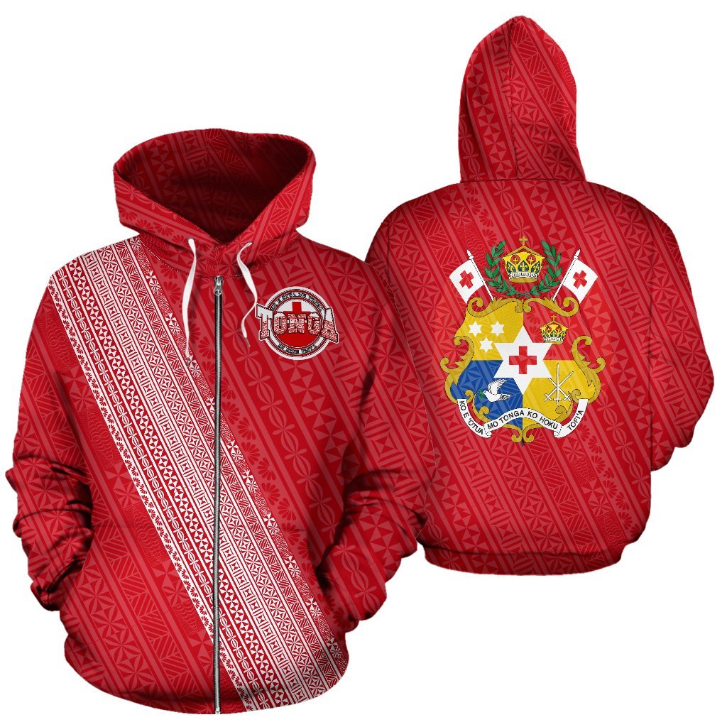 Tonga Pattern And Flag Zip - Up Hoodie - Vibe Hoodie Shop