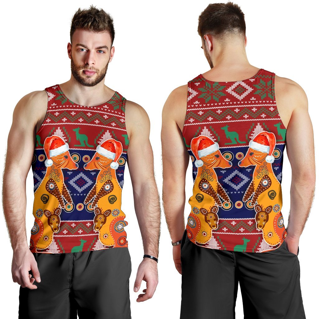 Christmas Australia Men's Tank Top - Mother Kangaroo In Christmas - Vibe Hoodie Shop