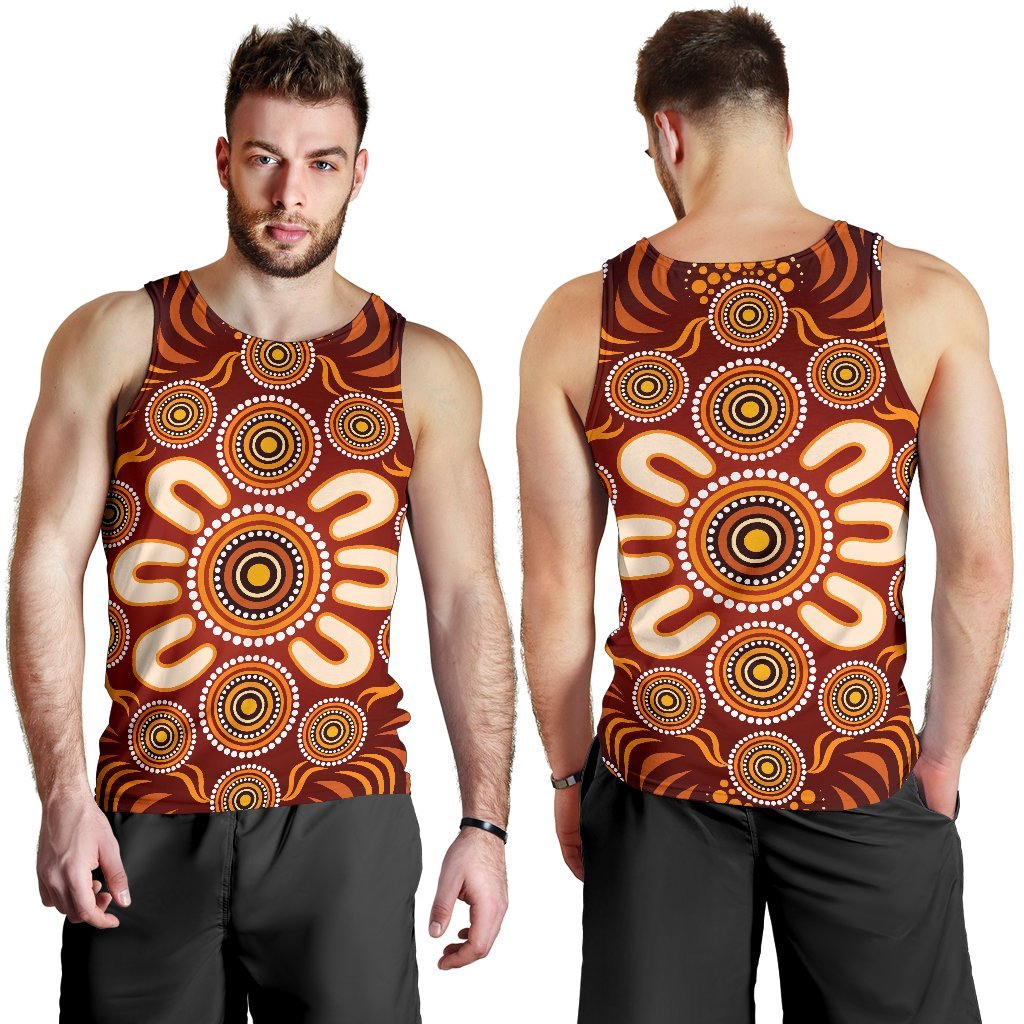 Aboriginal Men's Tank Top - Circle Flowers Patterns Ver02 - Vibe Hoodie Shop