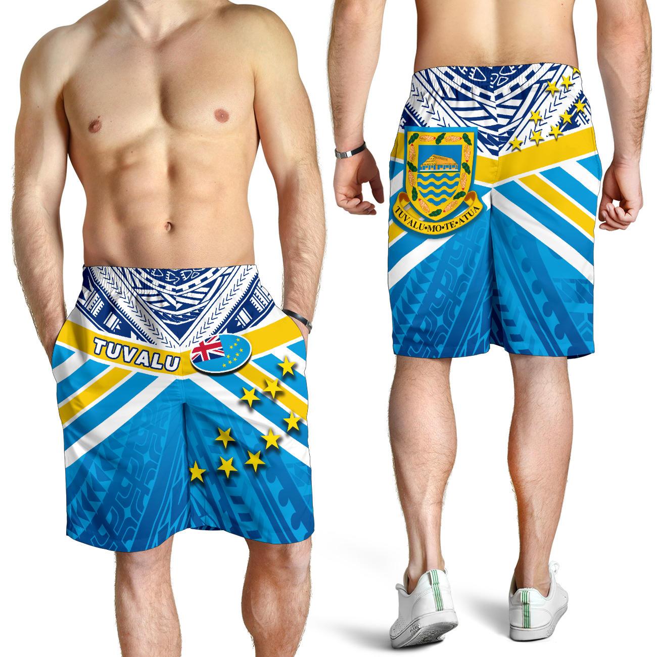 Tuvalu Rugby Men Shorts Polynesian Flag - Vibe Hoodie Shop