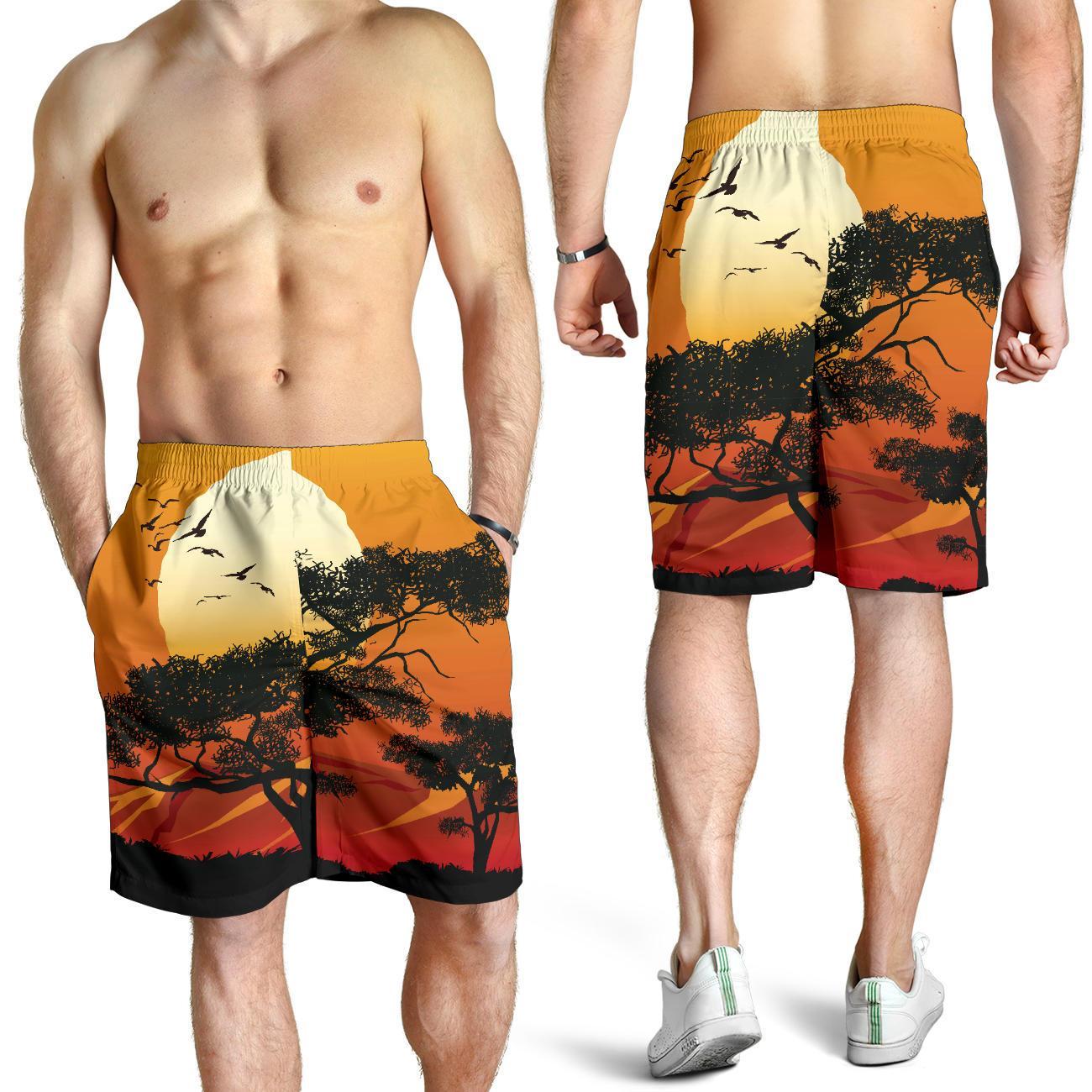 Men's Shorts - Sunset And Tree In Australia - Vibe Hoodie Shop