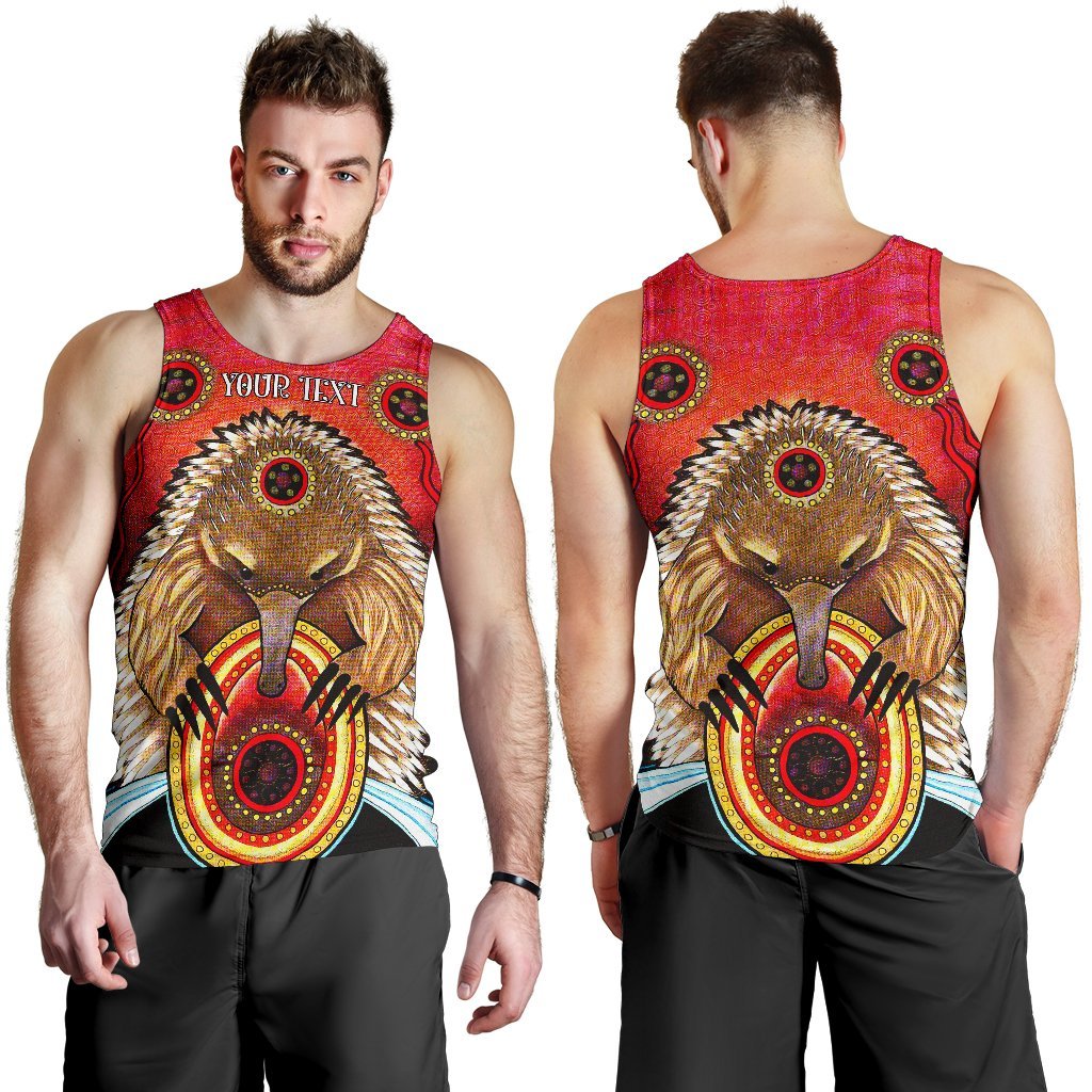 Custom Aboriginal Men's Tank Top - Australian Echidna - Vibe Hoodie Shop