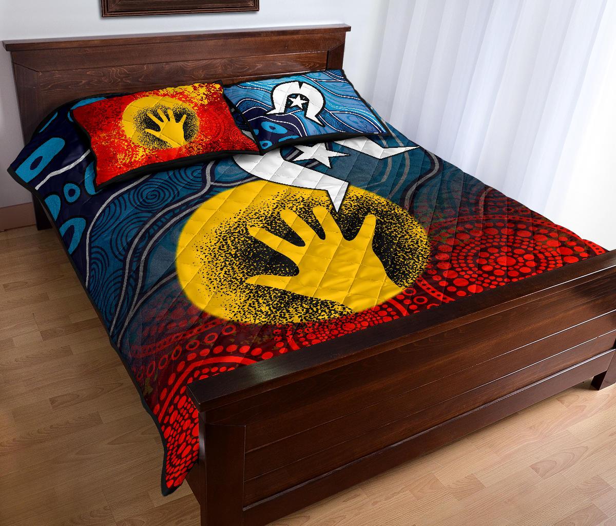 Aboriginal Quilt Bed Set - Aboriginal and Torres Strait Islanders Flag - Vibe Hoodie Shop