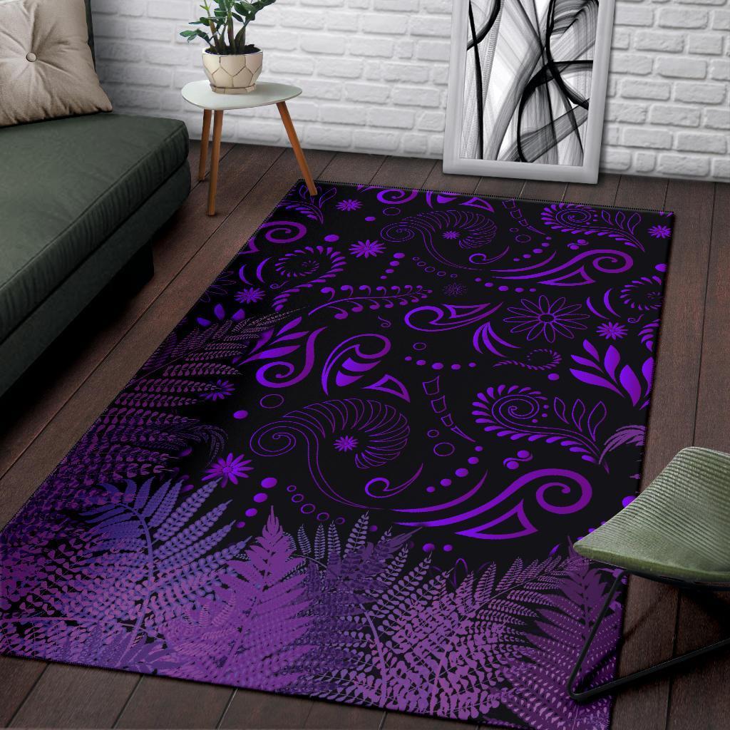 New Zealand Area Rug Silver Fern Aotearoa Vibes - Purple - Vibe Hoodie Shop