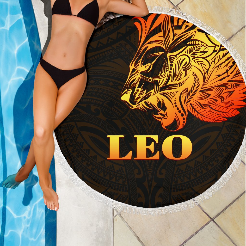 sun-in-leo-zodiac-beach-blanket-polynesian-tattoo-simple-orange-black