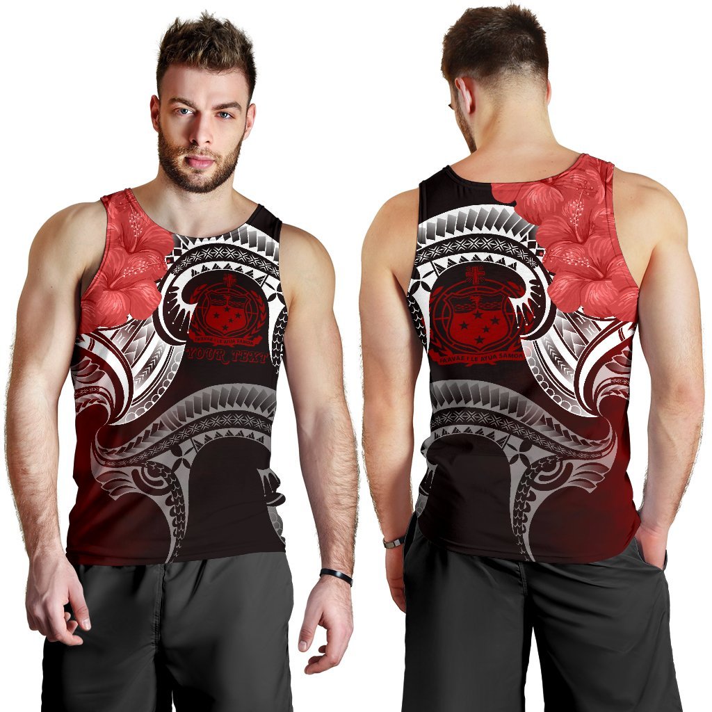 Samoa Custom Personalised Men's Tank Top - Samoa Seal Wave Style (Red) - Vibe Hoodie Shop