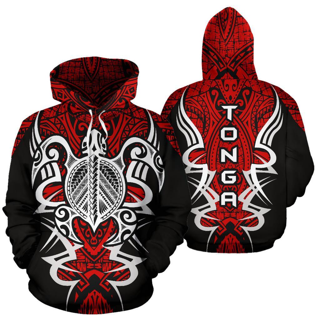 Hoodie Tonga Turtle Polynesian Red - Armor Style - Vibe Hoodie Shop