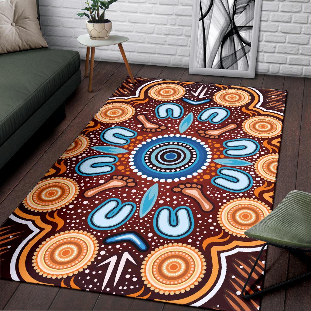 Aboriginal Area Rug - Indigenous Circle Dot Painting Ver02 - Vibe Hoodie Shop