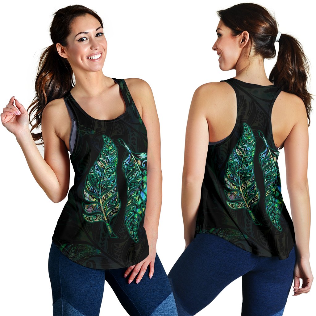 New Zealand Silver Fern Couple Women Racerback Tank Paua Shell - Vibe Hoodie Shop