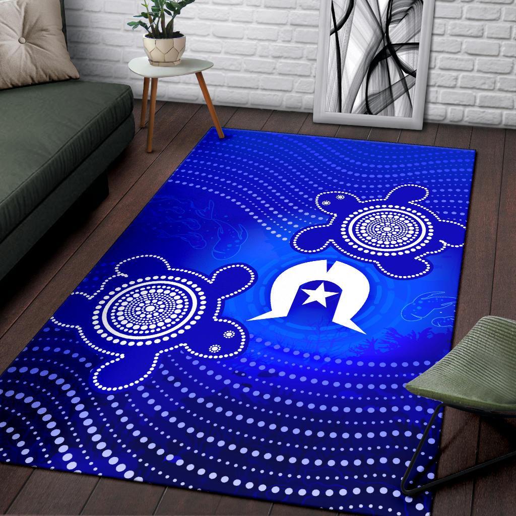 Torres Strait Islanders Area Rug - Torres Symbol With Turtle - Vibe Hoodie Shop