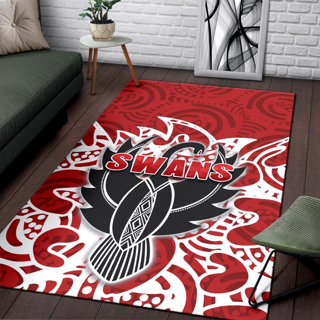 Sydney Area Rug Simple Indigenous Swans - Vibe Hoodie Shop