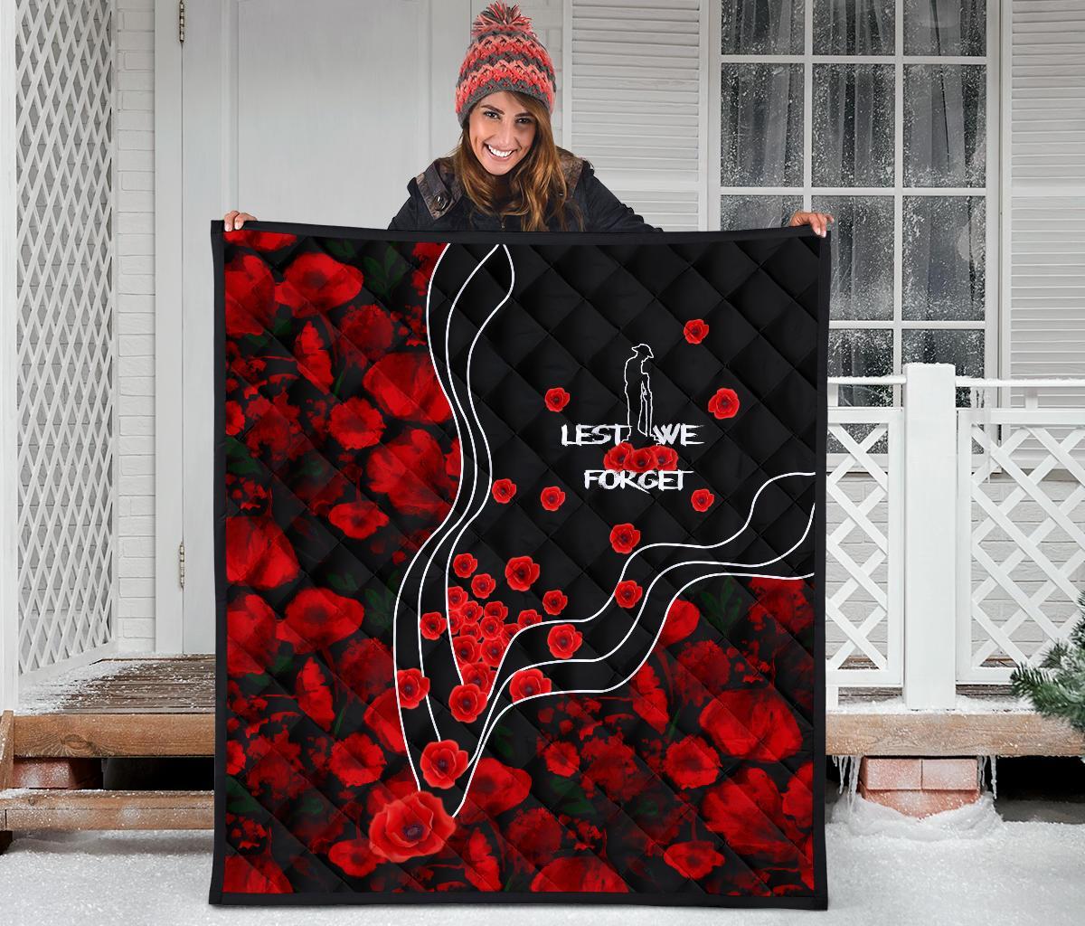 ANZAC Lest We Forget Premium Quilt - Poppy Flowers - Vibe Hoodie Shop
