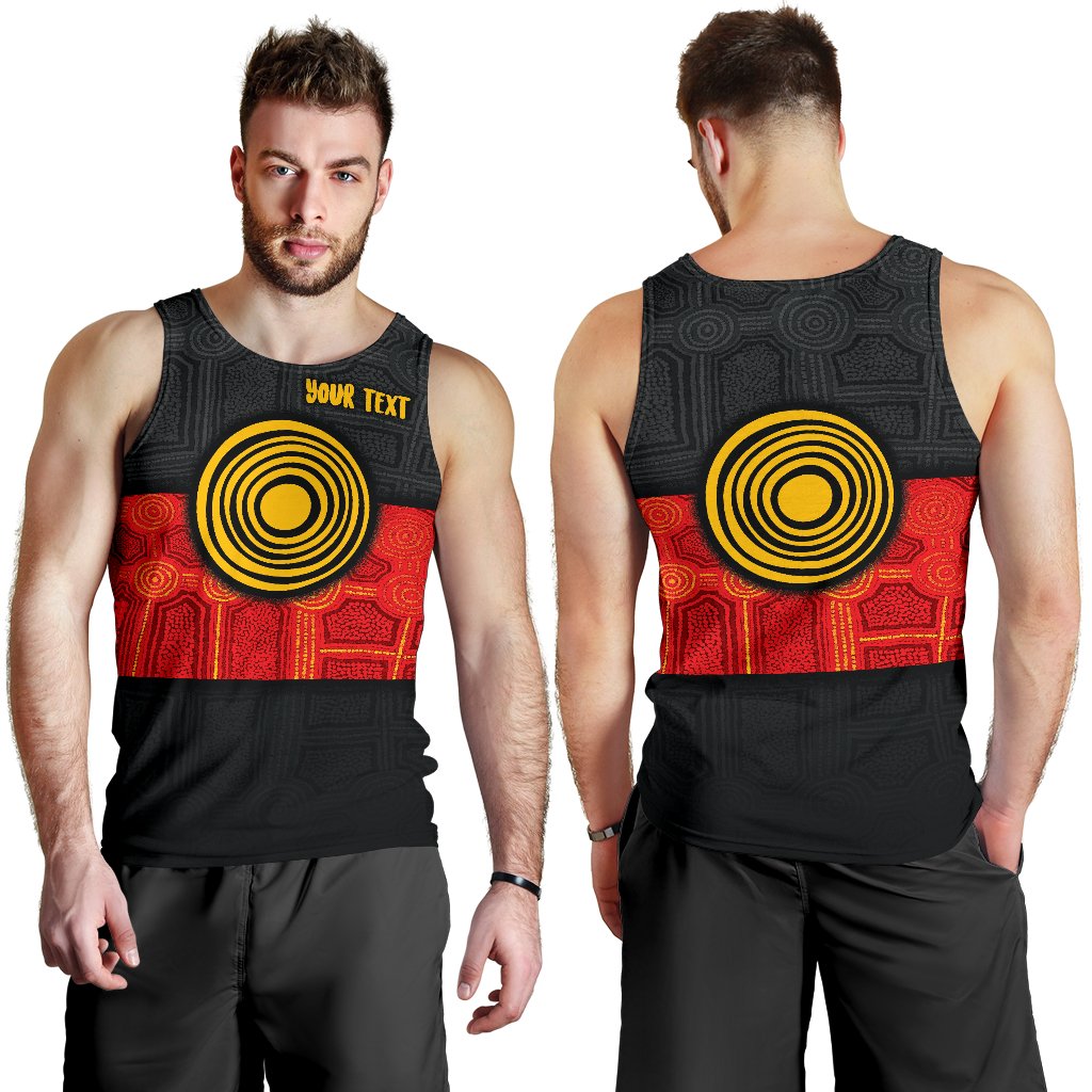 Personalised Aboriginal Men's Tank Top - Aussie Indigenous Flag - Vibe Hoodie Shop