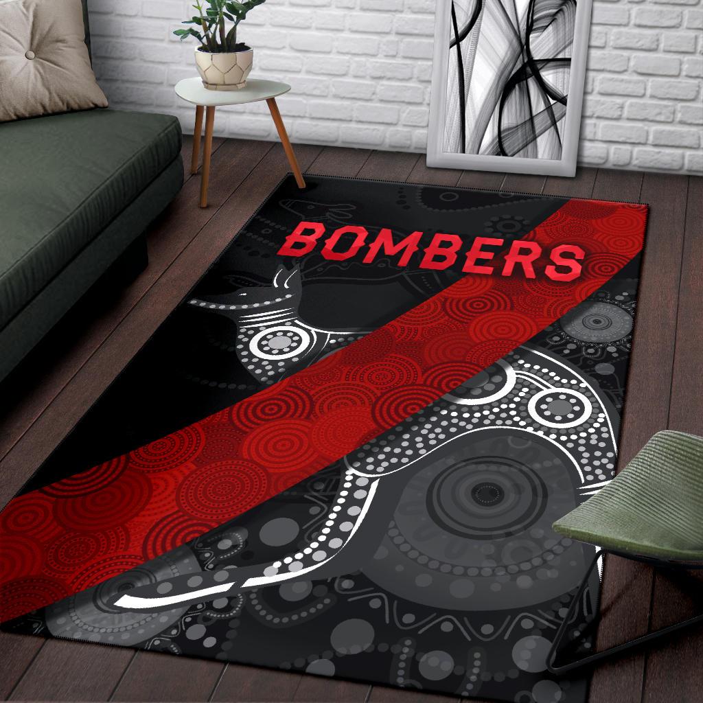 Essendon Area Rug Indigenous Bombers - Black - Vibe Hoodie Shop