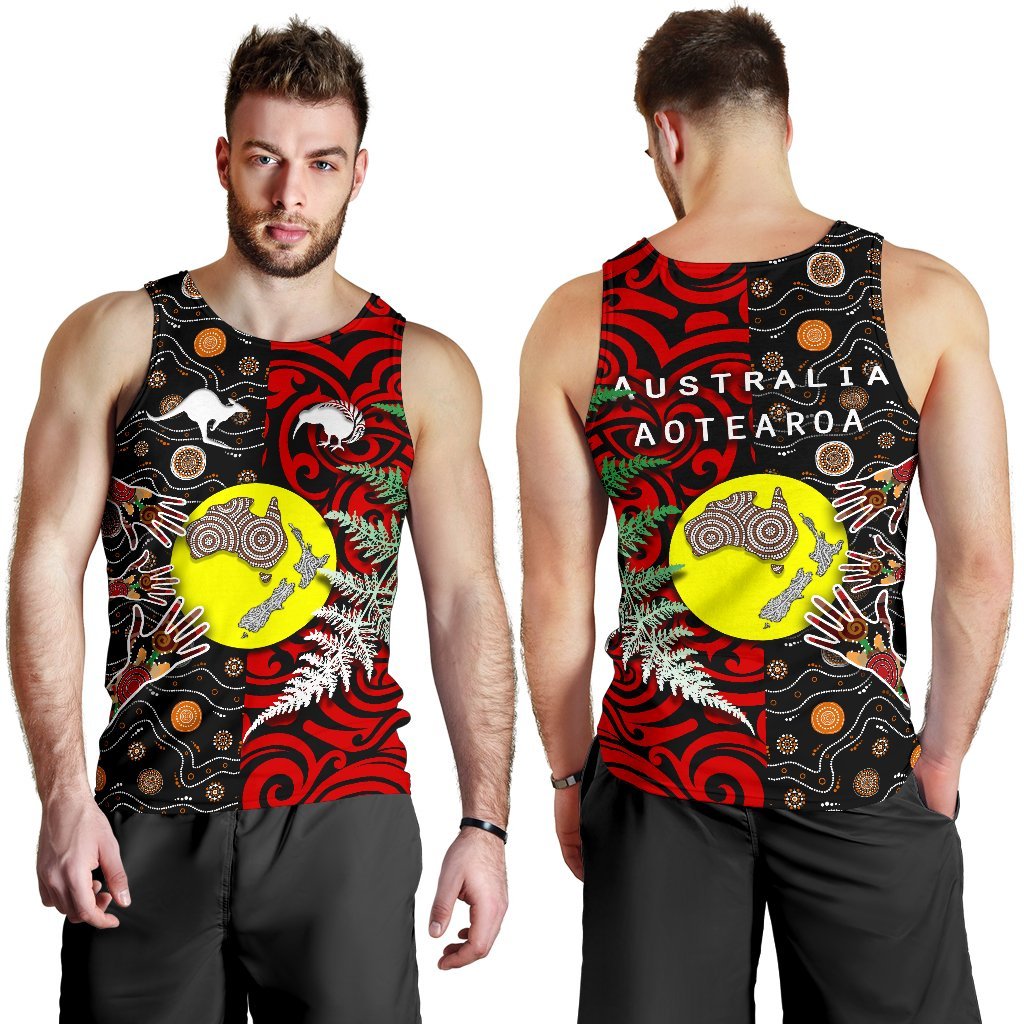 New Zealand Australia Men Tank Top - Maori Aboriginal - Vibe Hoodie Shop