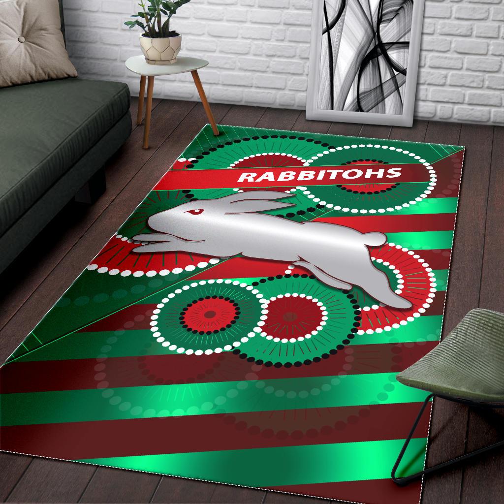 Rabbitohs Area Rug Indigenous Bravery - Vibe Hoodie Shop