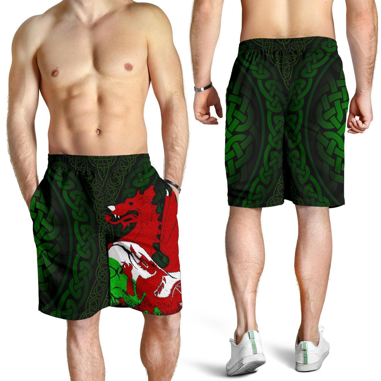 Wales Men's Shorts - Cymru Dragon - Vibe Hoodie Shop