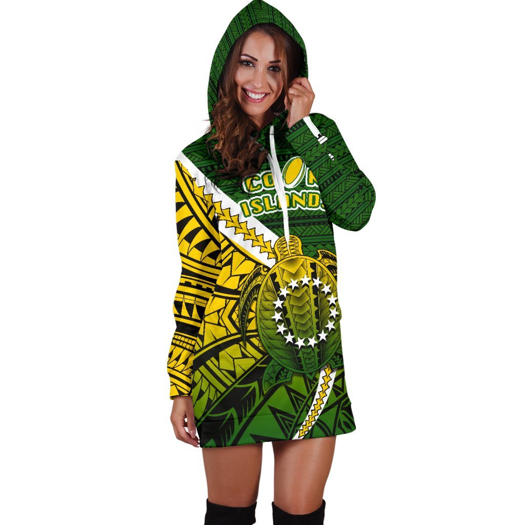 Cook Islands Women Hoodie Dress Style Turtle Rugby - Vibe Hoodie Shop