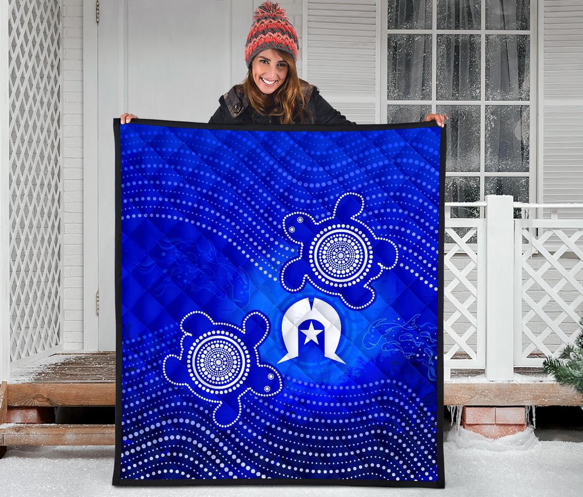 Torres Strait Islanders Premium Quilt - Torres Symbol With Turtle - Vibe Hoodie Shop