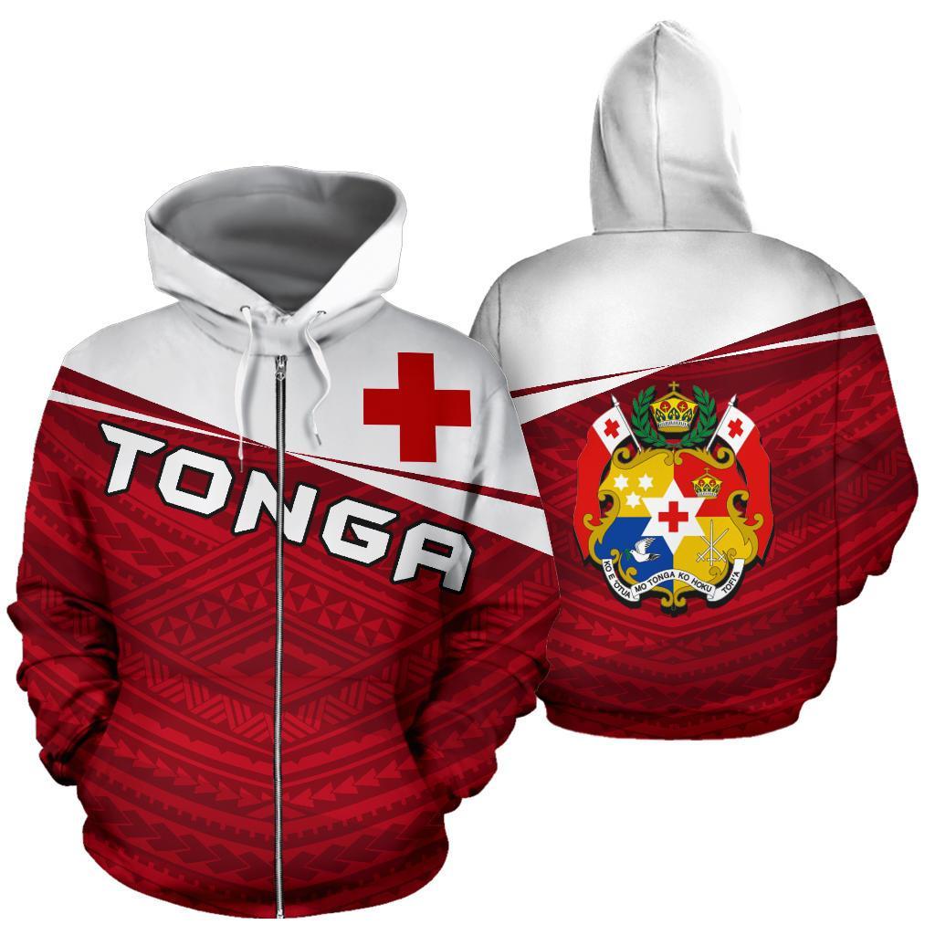 Tonga Coat Of Arms Zip Up Hoodie - Vivian Style - Vibe Hoodie Shop