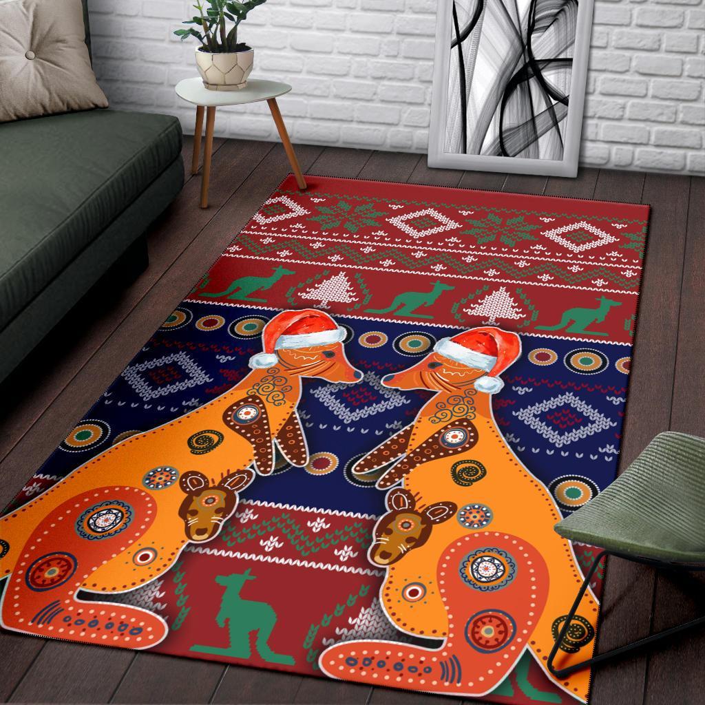 Australia Christmas Area Rug - Mother Kangaroo In Christmas - Vibe Hoodie Shop