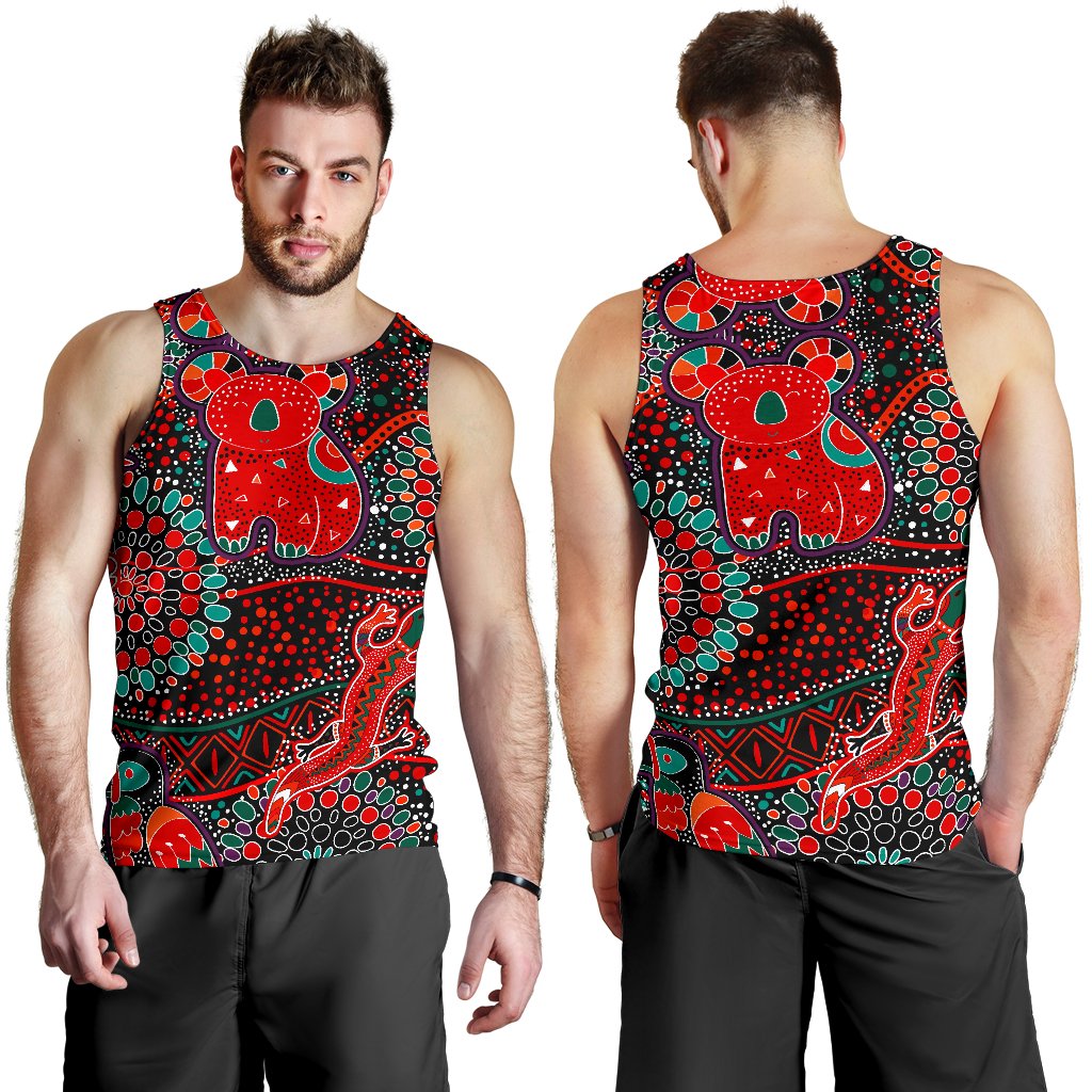 Men's Tank Top - Aboriginal Animal and Dot Acrylic Paint - Vibe Hoodie Shop