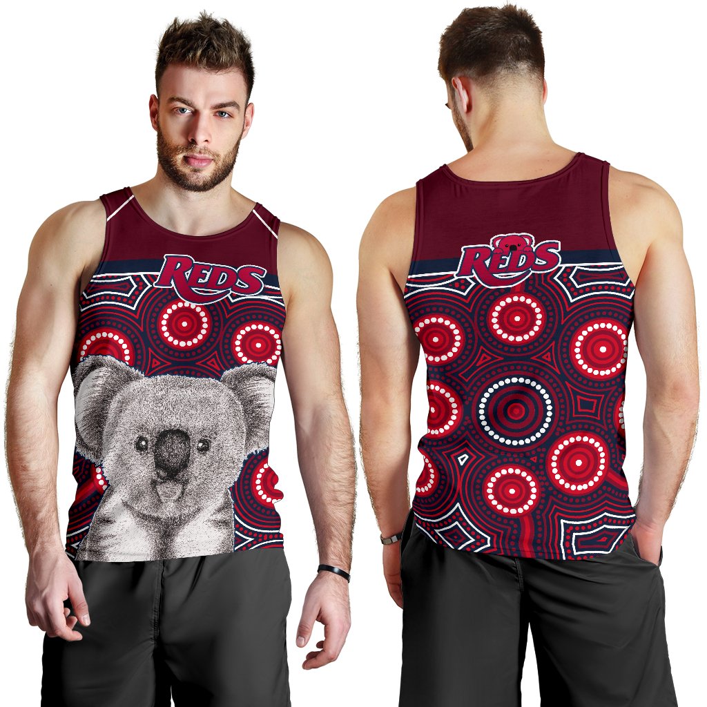 Reds Rugby Australian Men Tank Top Simple Indigenous Queensland - Vibe Hoodie Shop