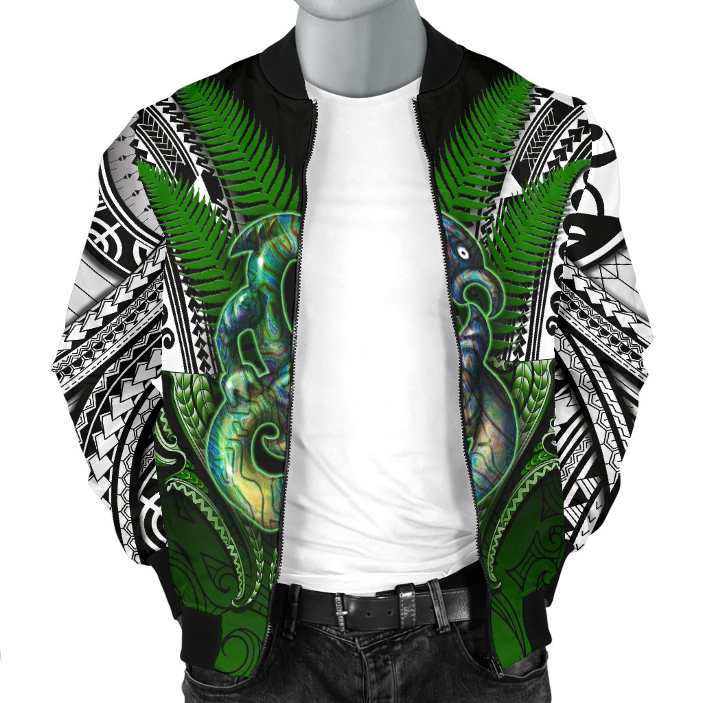 Manaia Mythology Men Bomber Jacket Silver Fern Maori Tattoo - Vibe Hoodie Shop