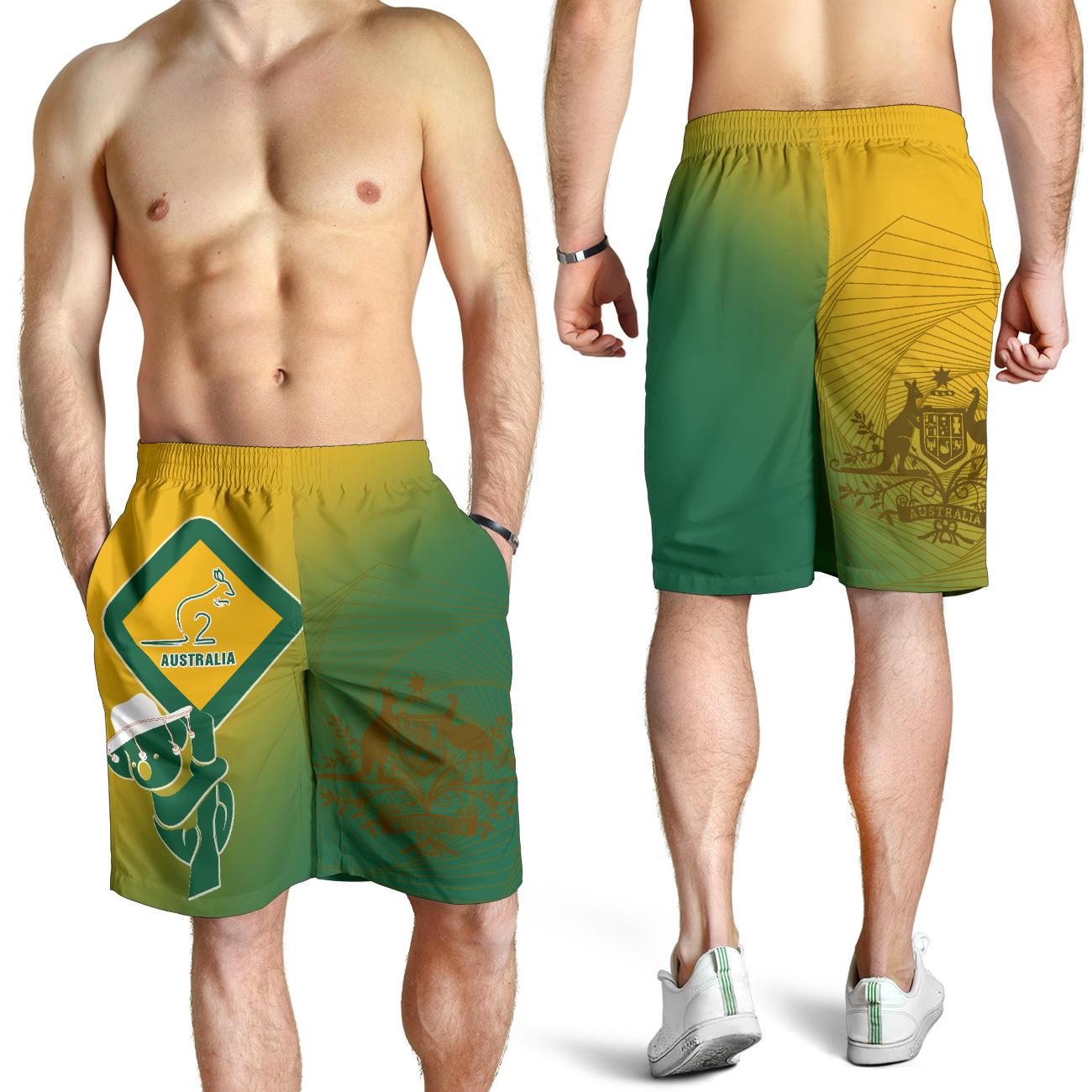 Shorts - Aus Flag and Coat Of Arms Short Kangaroo and Koala Sign - Men - Vibe Hoodie Shop