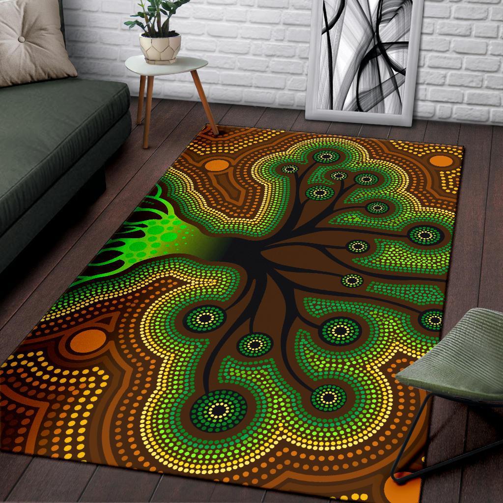 Aboriginal Area Rug - Tree Dot Painting Art - Vibe Hoodie Shop