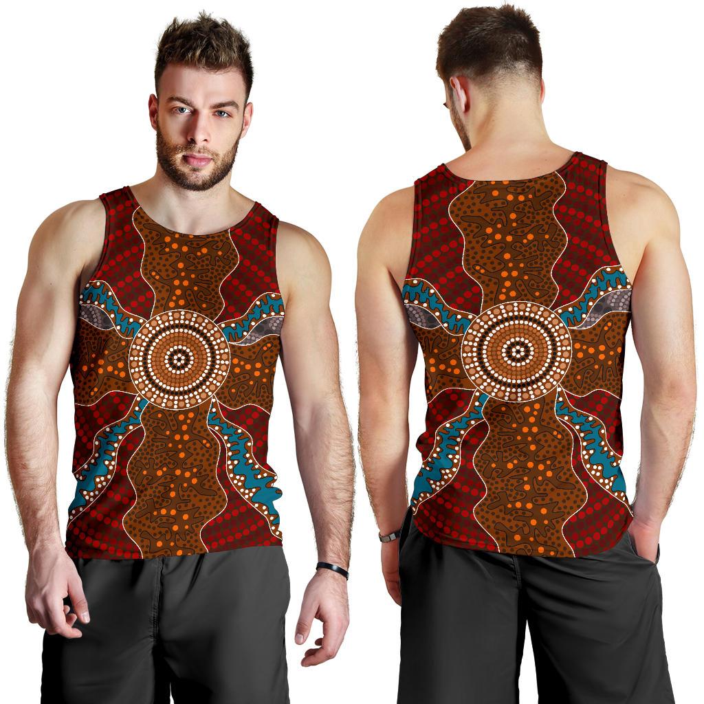 Men Tank Top - Aboriginal Dot Painting Mens Tank Ver06 - Vibe Hoodie Shop