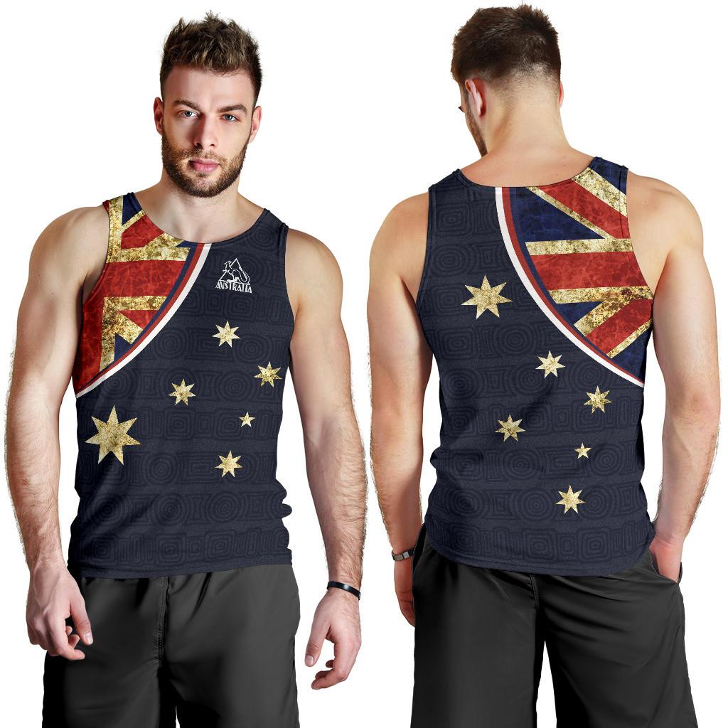 Men Tank Top - Aus Flag Mens Tank Vintage Kangaroo Symbol - Vibe Hoodie Shop