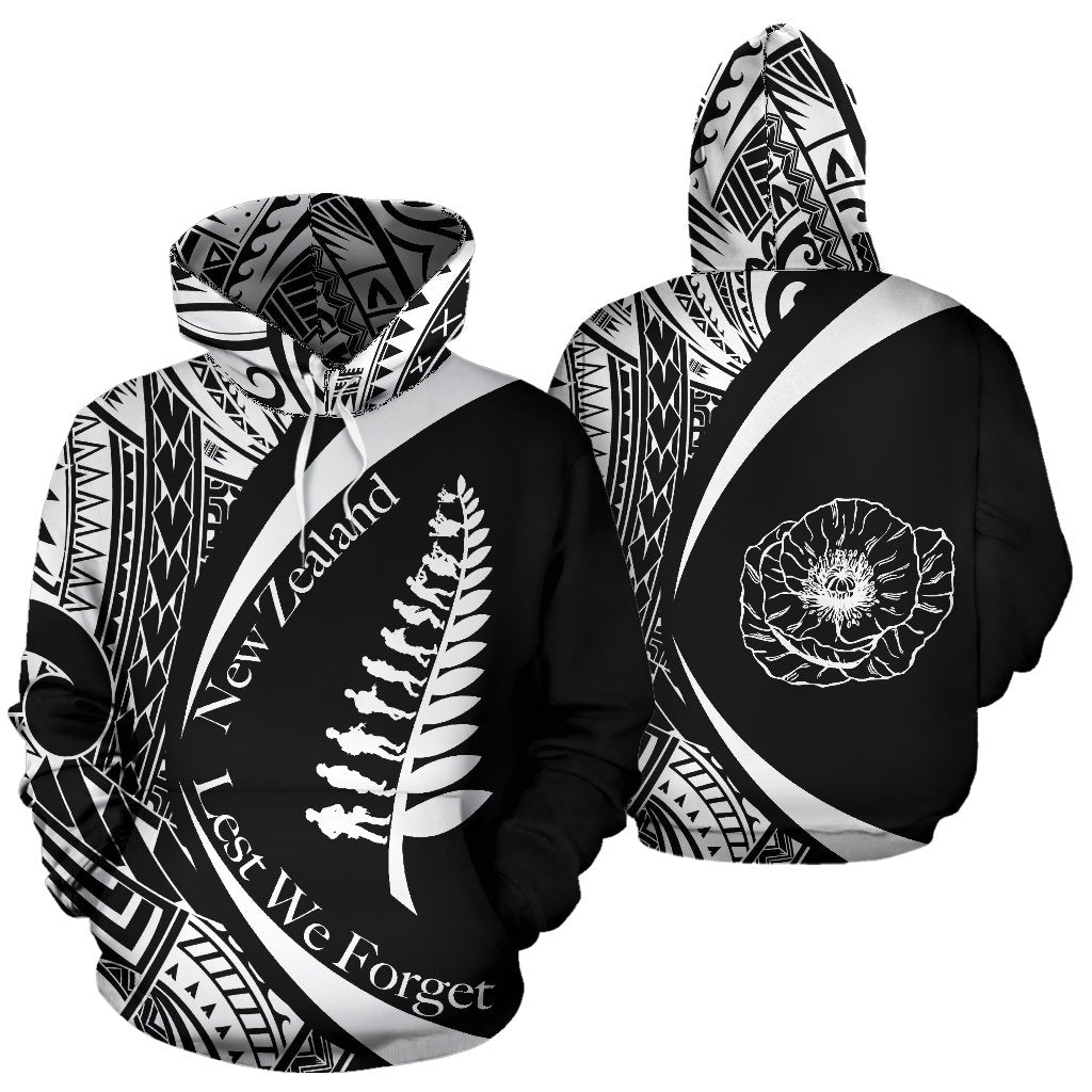 New Zealand ANZAC Fern Hoodie, Lest We Forget Maori Pullover Hoodie, Circle Style - Vibe Hoodie Shop