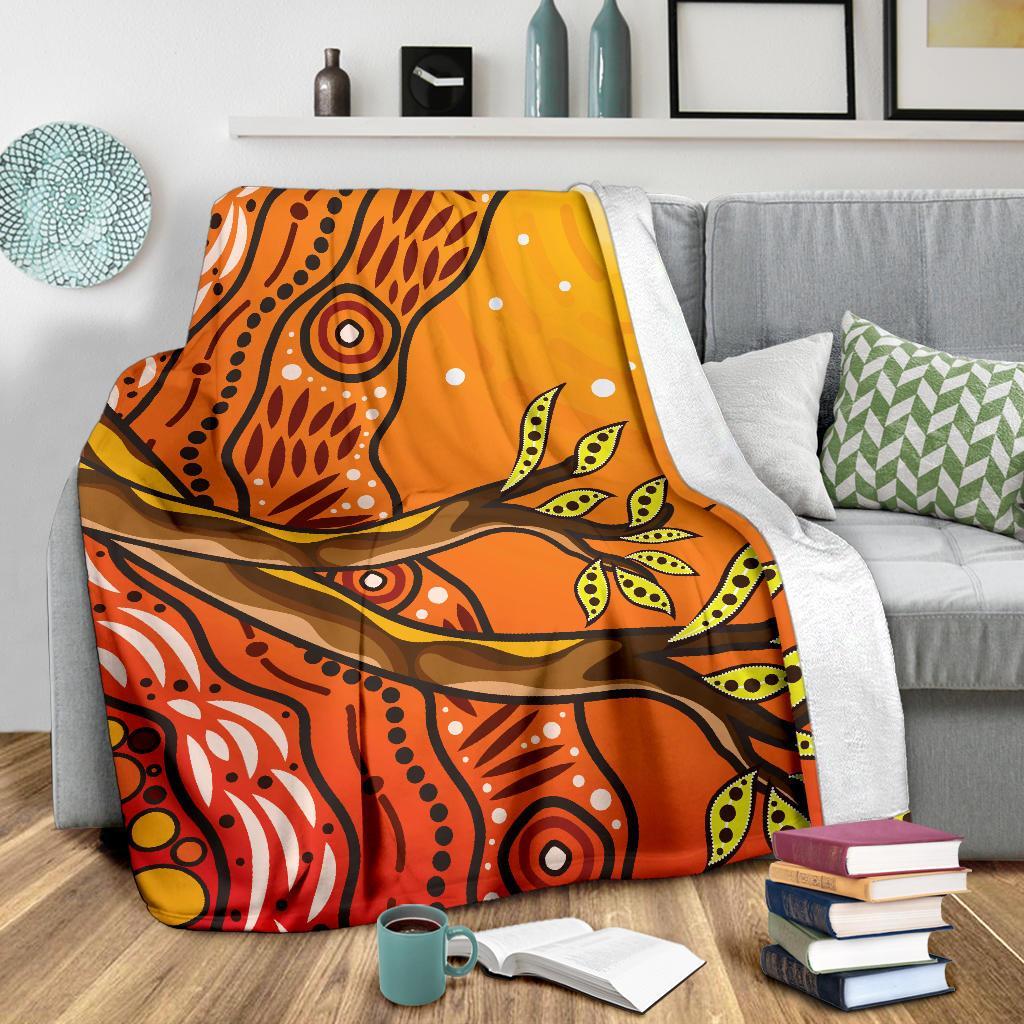 Aboriginal Premium Blanket - Tree On The Hill - Vibe Hoodie Shop