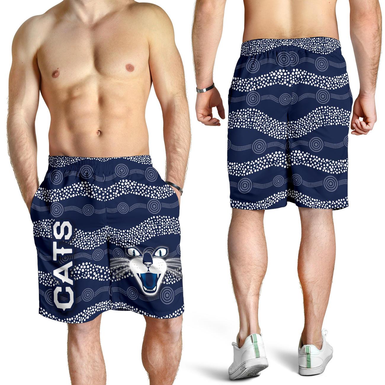 Geelong Men Shorts Cats Indigenous - Navy - Vibe Hoodie Shop