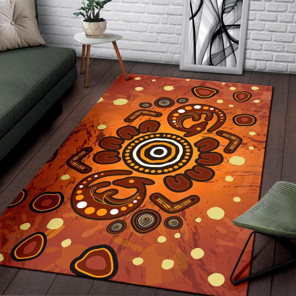 Aboriginal Area Rug - Baby Kangaroo And Dot Painting Patterns - Vibe Hoodie Shop