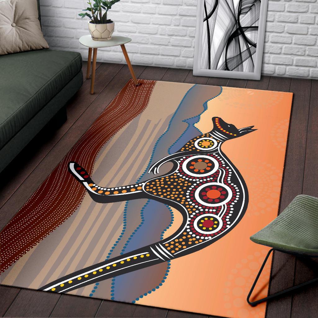 Area Rug - Kangaroo Rug Aboriginal Dot Painting Ver01 - Vibe Hoodie Shop