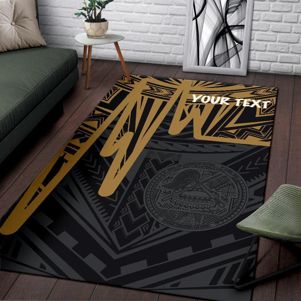 American Samoa Personalised Area Rug - Seal With Polynesian Pattern Heartbeat Style (Gold) - Vibe Hoodie Shop