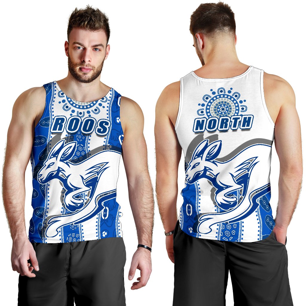 Melbourne Kangaroos Men Tank Top Indigenous North - Roos White - Vibe Hoodie Shop