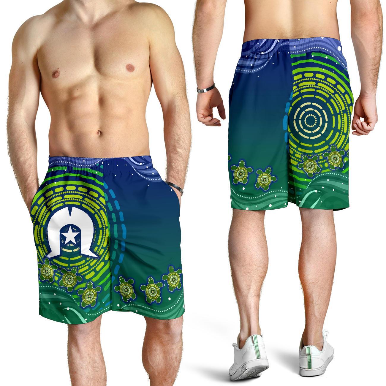 Torres Strait Islanders Men's Shorts - Aboriginal Turtle - Vibe Hoodie Shop