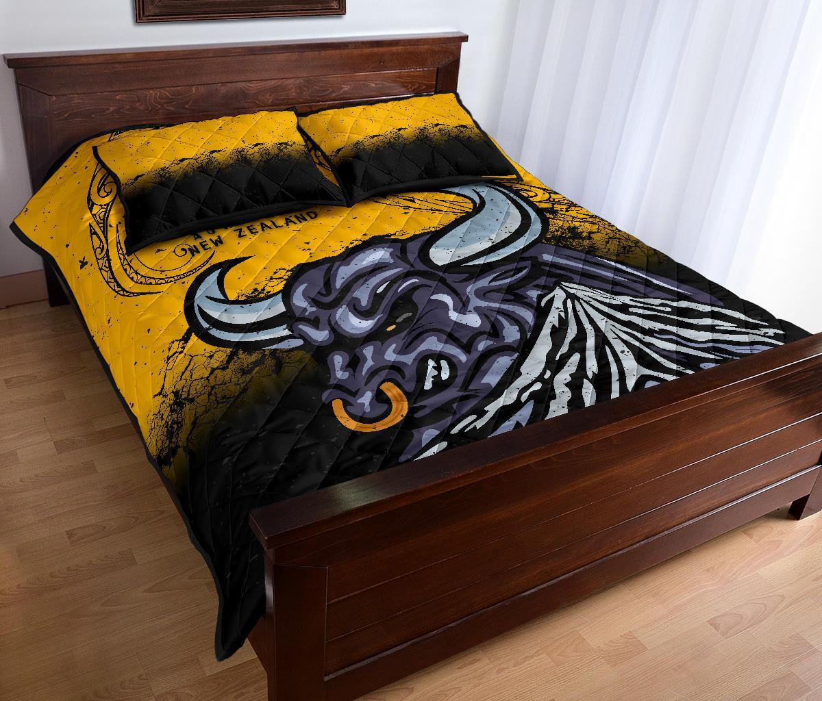 New Zealand Maori Quilt Bed Set Taranaki Bull - Vibe Hoodie Shop